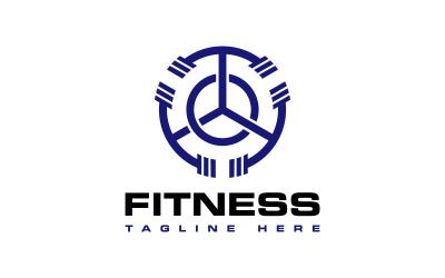 Logo per attrezzatura da fitness tripla, logo con bilanciere