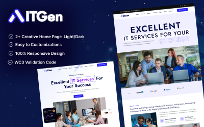 Plantilla HTML5 creativa de ITGen – Soluciones de TI, tecnología y servicios empresariales