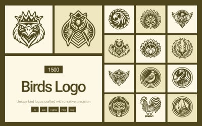 Modern Birds Logo Art Set