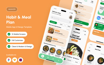 Slimdy - Mobiele app-ontwerpsjabloon voor gewoontes en maaltijdplannen