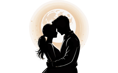 Couple Silhouette under Moonlight