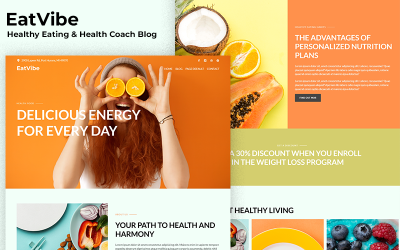 EatVibe – Blogsjabloon voor een gezonde eet- en gezondheidscoach voor WordPress
