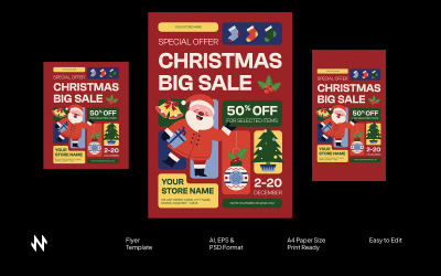 Red Christmas Sale Flyer Template