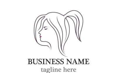 Woman Face Logo Template Outline Style