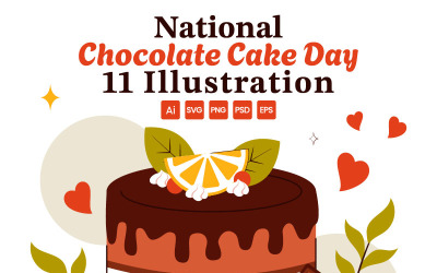 11 National Chocolate Cake Day Vector Illustration