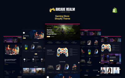 Arcade Realm – futurystyczny sklep z grami, akcesoriami i sprzętem e-sportowym Motyw Shopify