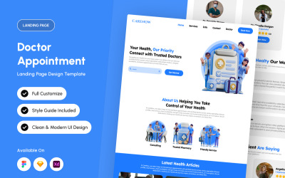 Šablona návrhu vstupní stránky CareNow - pro lékařské schůzky