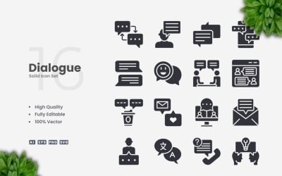 16 Dialogue Solid Icons Set