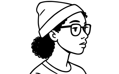 Simple black and white image of a girl with textured hair