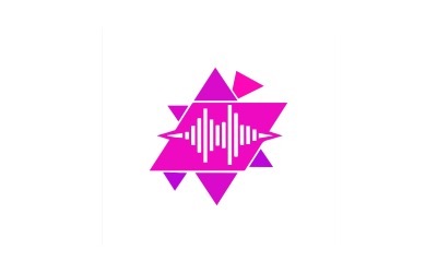 Abstrakt rosa geometrisk form med vit ljudvåg, isolerad på vit bakgrund