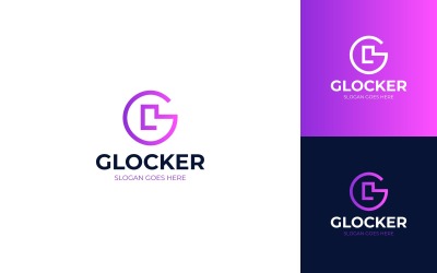 Glockr- Letter G met slotpictogram logo ontwerp sjabloon