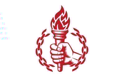 Hand Holding Flame and Broken Chains - Freedom Torch Design