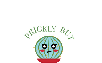 Retro Cactus Plant Teal T-Shirt Design Vector Illustration