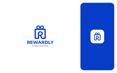 Rewardly - Hediye sembollü R harfi logo şablonu