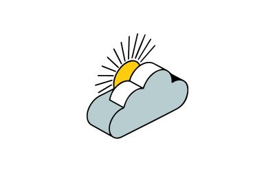 Sun behind cloud icon isolated on white background