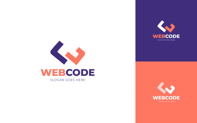webcode- Kod sembollü W harfi logo tasarım şablonu