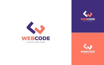 Webcode – Logo-Designvorlage: Buchstabe W mit Code-Symbol