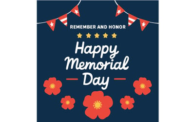Background Decorated with Red Flowers and Stars