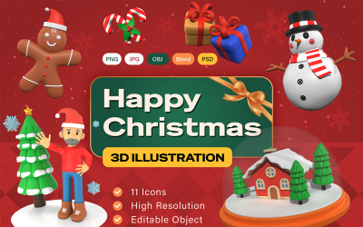 Happy Christmas 3D Illustration