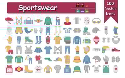 Pacchetto icone di abbigliamento sportivo: icone di fitness, palestra, corsa, yoga, stile di vita attivo e sport