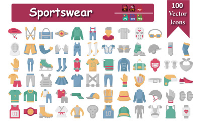 Sportkleding Icon Pack - Fitness, Gym, Hardlopen, Yoga, Actieve Levensstijl en Sporticonen