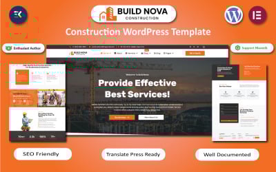 Build Nova — шаблон WordPress Elementor для строительства, мощения, сантехники и кровли