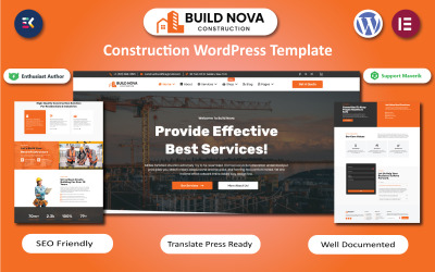 Build Nova - Šablona WordPress Elementor pro stavebnictví, dlažby, instalatérství a střechy