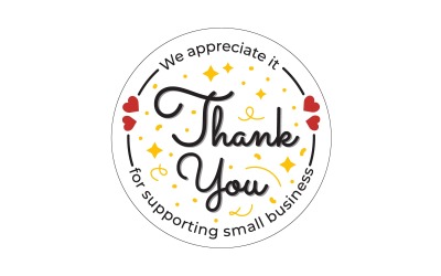 Cheerful Confetti Thank You Sticker - Editable Round Small Business Packaging Label Vector