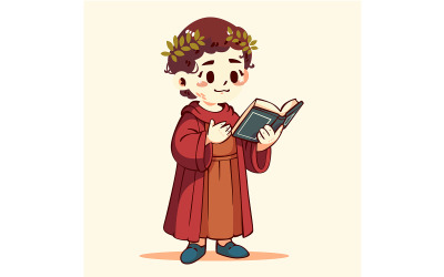 "FREE" Cartoon Boy Enjoying Reading Book