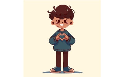 &quot;FREE&quot; Cartoon Boy Making a Heart with His Hands