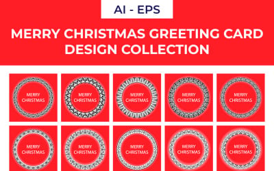 Merry Christmas Greeting Card with Decorative Frame Design Collection