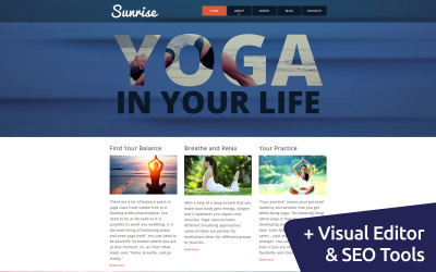 Tema Moto CMS 3 Responsive #55134 "Yoga Website"