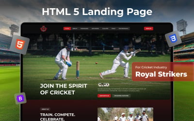 Целевая страница крикетного клуба Royal Strikers на HTML5 Bootstrap