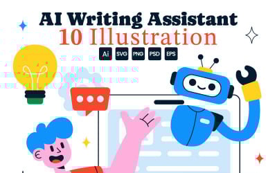 10 Online AI Writing Assistant Illustration