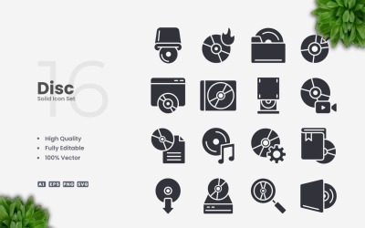 16 Disc Solid Icons Collection