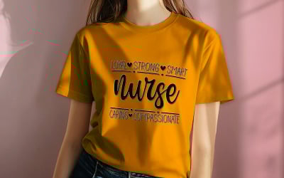 Lojal, stark, smart, sjuksköterska, omtänksam, medkännande skjortdesign | Sjuksköterskeliv PNG | Digital nedladdning