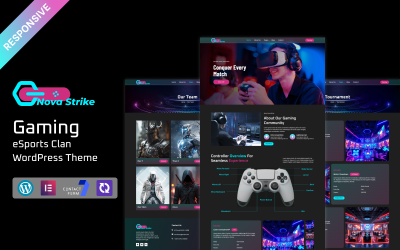 NovaStrike - Multiplayer Games &amp;amp; eSports Clan WordPress Elementor Theme