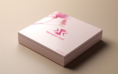 Professional Pink Gift Box Mockup with Floral Accent