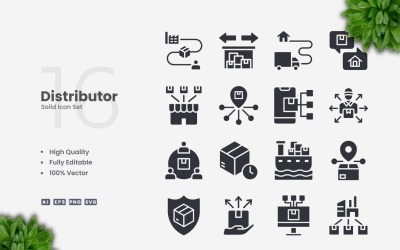 Set mit 16 soliden Verteiler-Icons