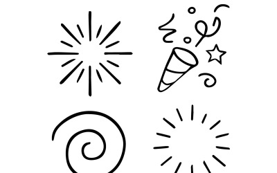 Starburst and Confetti Line Icons Collection