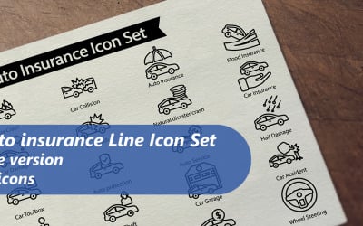 Auto insurance Line Icon Set