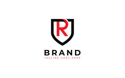 Logo-Designvorlage mit dem Buchstaben R und Schild