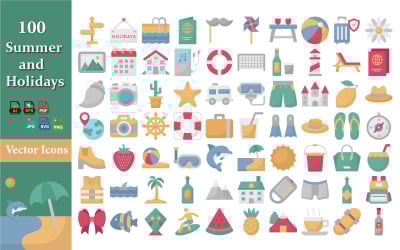 Summer And Holidays Icon Pack | Travel, Beach, Vacation, Tropical, Adventure Vector Icons Set