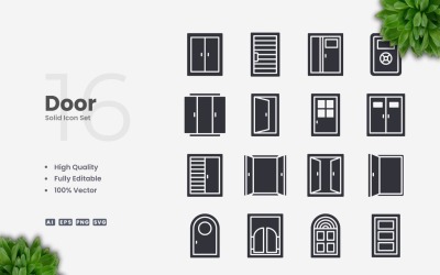 16 Door Solid Icons Collection