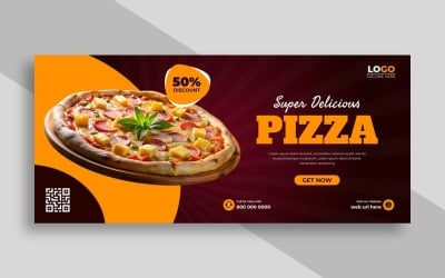 Menù del cibo e deliziosa pizza Copertina Facebook Ver-4