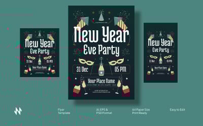 Green New Year Eve Flyer Template
