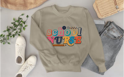 School Nurse – Cute Nurse Shirt, School Health Staff Tee, PNG SVG Sublimation Print