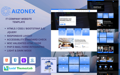 Aizonex – HTML-шаблон целевой страницы для ИТ-бизнеса и технологий