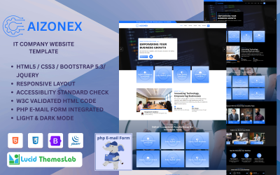 Aizonex – Plantilla HTML para página de destino de negocios y tecnología de TI