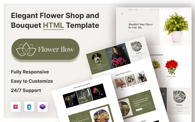 Flower Flow – Modelo HTML5 elegante para floricultura e buquês